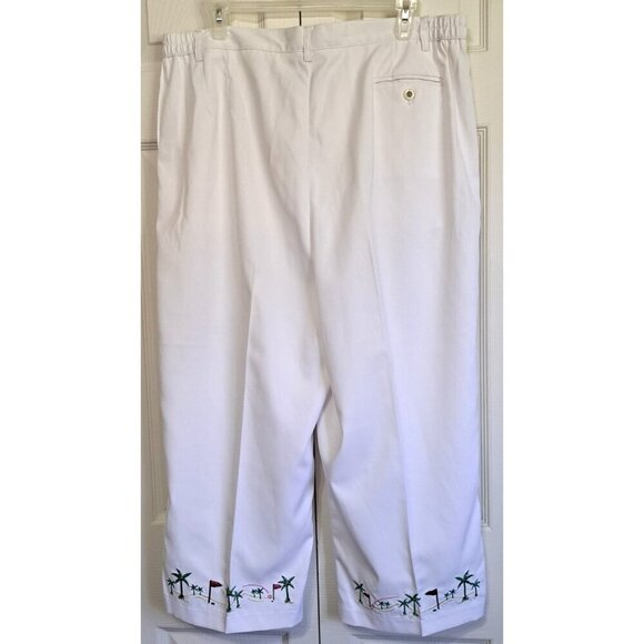 Coral Bay Golf Women's 16 White Cropped Pants Embroidered Hem 21.5" Inseam - Picture 3 of 12